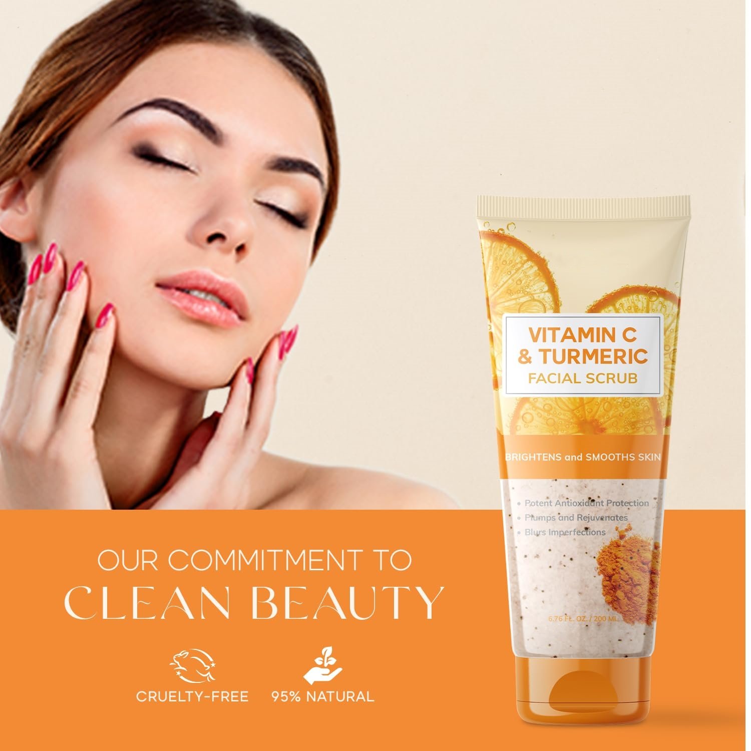 Custom Logo Improve Dark Spot Anti Aging Exfoliating Clears Blackheads Vitamin c Turmeric Facial Body Scrub