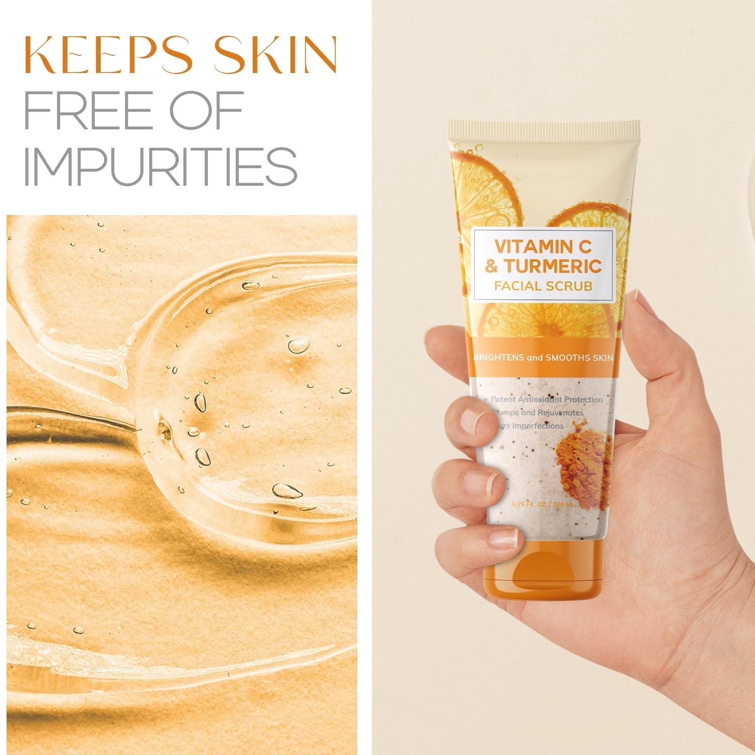 Custom Logo Improve Dark Spot Anti Aging Exfoliating Clears Blackheads Vitamin c Turmeric Facial Body Scrub