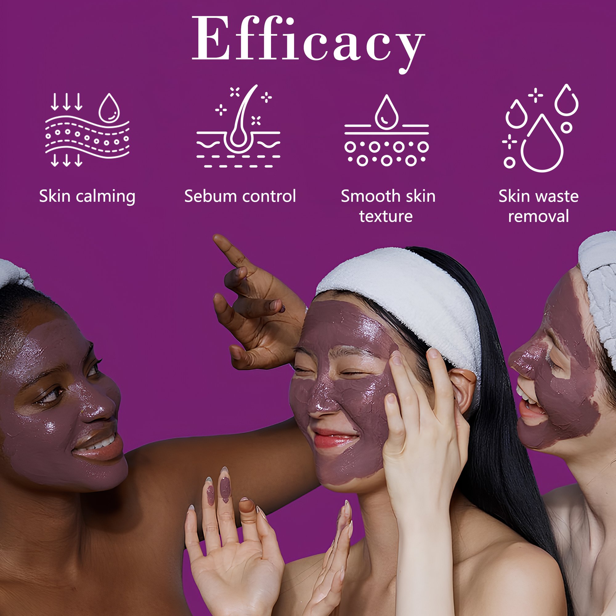 Vegan Deep Cleansing Eggplant Clay Mud Mask Soothing Nourishing Calming Face Mud Cream Mask