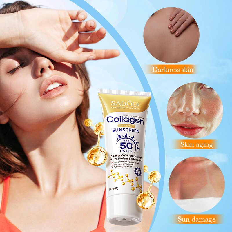 OEM Sunscreen Cream SADOER beauty products Collagen Anti Wrinkle Whitening sunscreen protects against UV rays