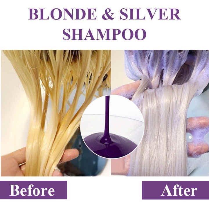 In Stock Anti Brassy Tone Organic Silver Purple No Yellow Shampoo For Blonde, Platinum, Bleached, Gray Hair
