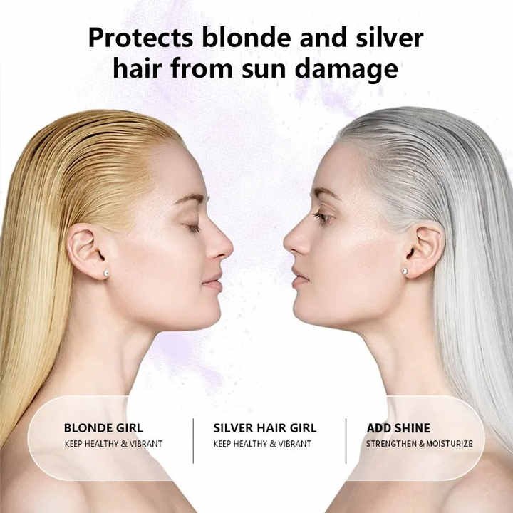 In Stock Anti Brassy Tone Organic Silver Purple No Yellow Shampoo For Blonde, Platinum, Bleached, Gray Hair