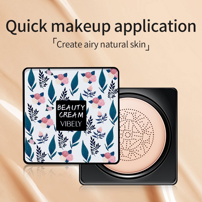 Full Coverage Moisturizing BB Cream Whitening Concealer Waterproof Mushroom Air Cushion Foundation