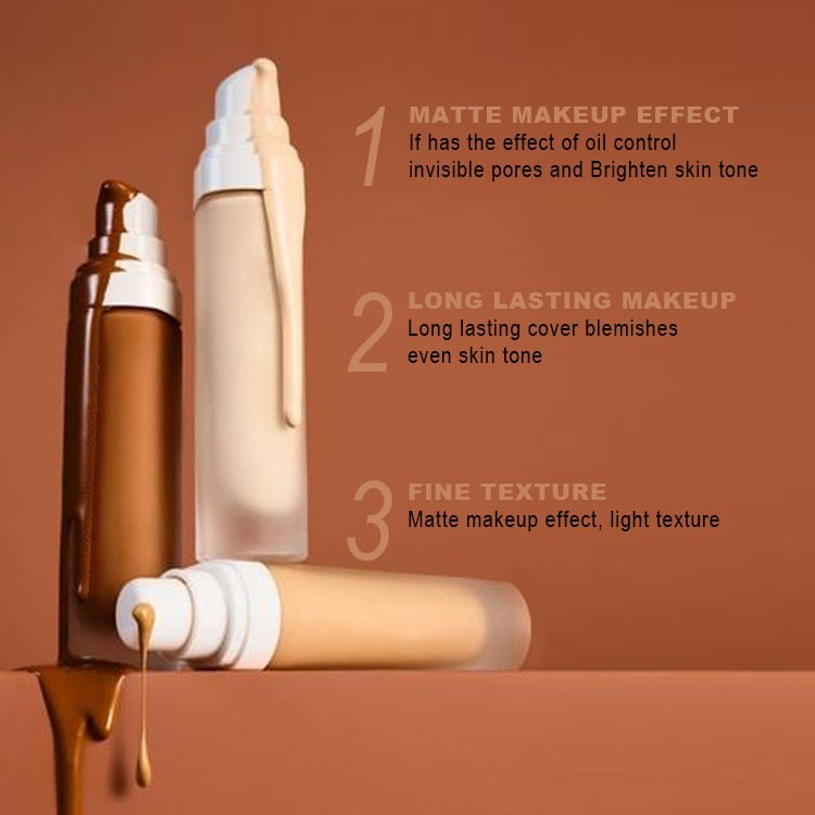 Private Label Oil Control SPF Finish Liquid Foundation Cream Makeup Full Medium Coverage Concealer Waterproof Foundation