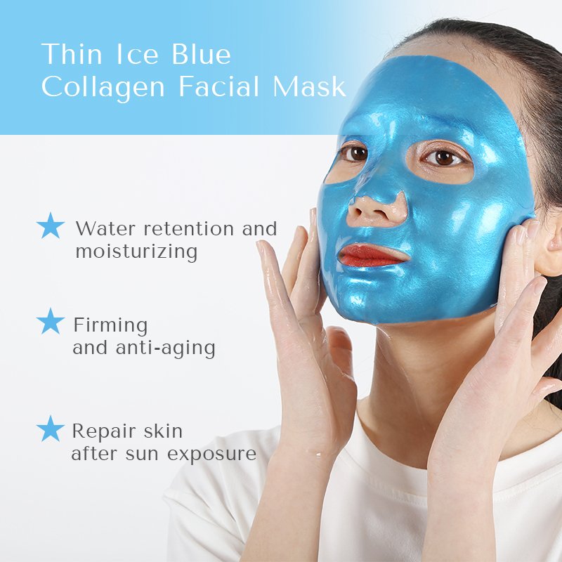 Oem Odm Hydrogel Hydrating Face Sheet Vegan Medical Collagen Moisturizing Blue Thin Full Facial Dermal Care Mask
