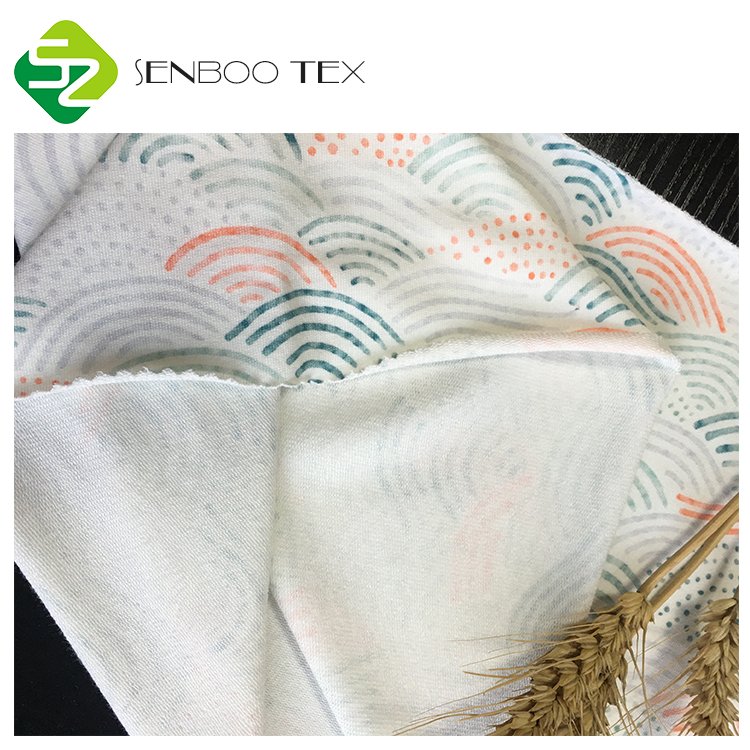 Organic Natural Bamboo Cotton Spandex Loop Terry Fabric 280gsm Eco-Friendly and Soft Printed Pattern for Baby Hoodie