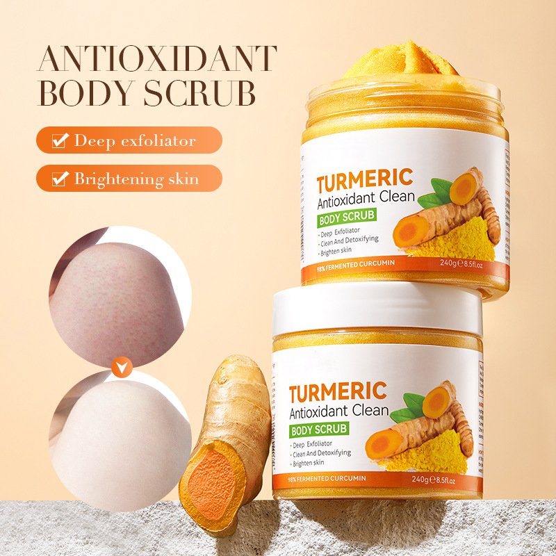 Private Label Wholesale Custom Logo 250G Exfoliating Whitening Natural Organic Smoothing Turmeric Body Scrub