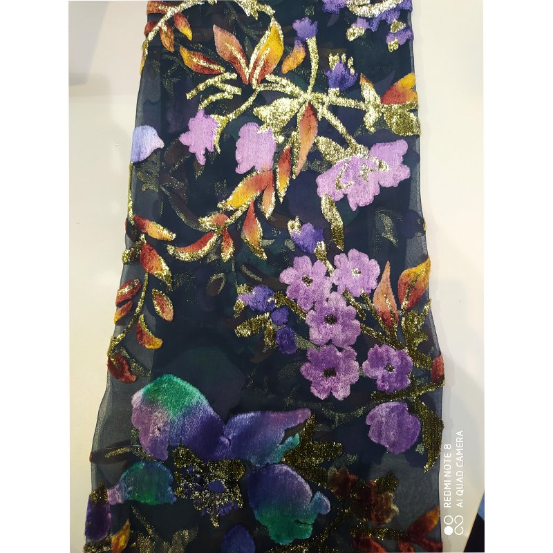 High Quality Colorful Floral, Korean Velvet Wedding Lurex Woven Jacquard Nylon Fabric for Clothing Dirac Somali/