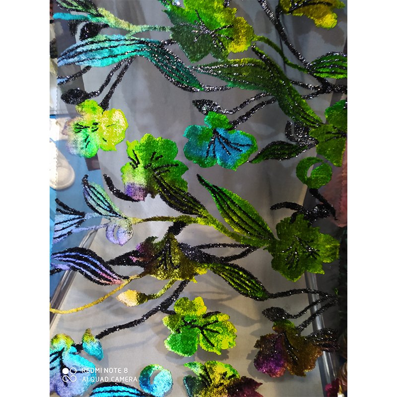 High Quality Colorful Floral, Korean Velvet Wedding Lurex Woven Jacquard Nylon Fabric for Clothing Dirac Somali/