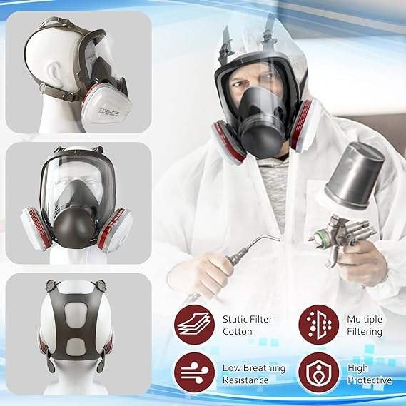 Multipurpose mining polishing welding sanding paint spray chemical full face protection reusable facepiece gas mask respirator