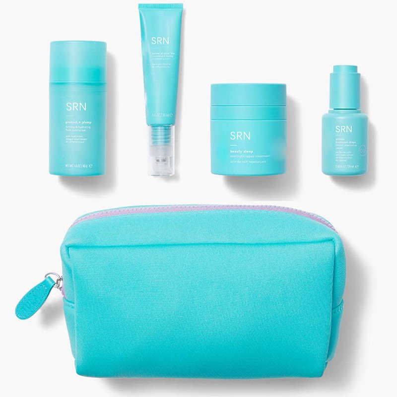 Private label Vegan Korean 4 pcs Travelling Set Serum Face Wash Sunscreen Stick Eye Cream Skincare Sets Travel Kits