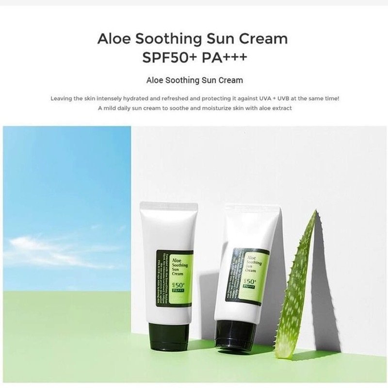 Coosrx Korean Anti UVA UVB Sun Cream SPF50 PA+++ Face Sunscreen 50ml Aloe Vera One-Stop UV Protection Soothing Sunblock