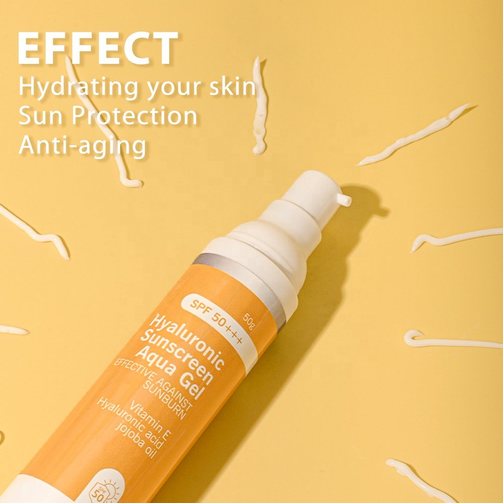 SPF 50 1% Hyaluronic Sunscreen Gel Cream Non-greasy No White Case Sun Block Cream