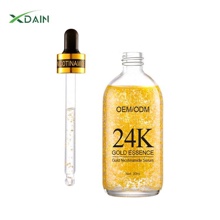 Private Label 24K Gold Face Serum Facial Whitening Smooth Wrinkles Anti-Aging Skin Care Peptides Niacinamide Serum