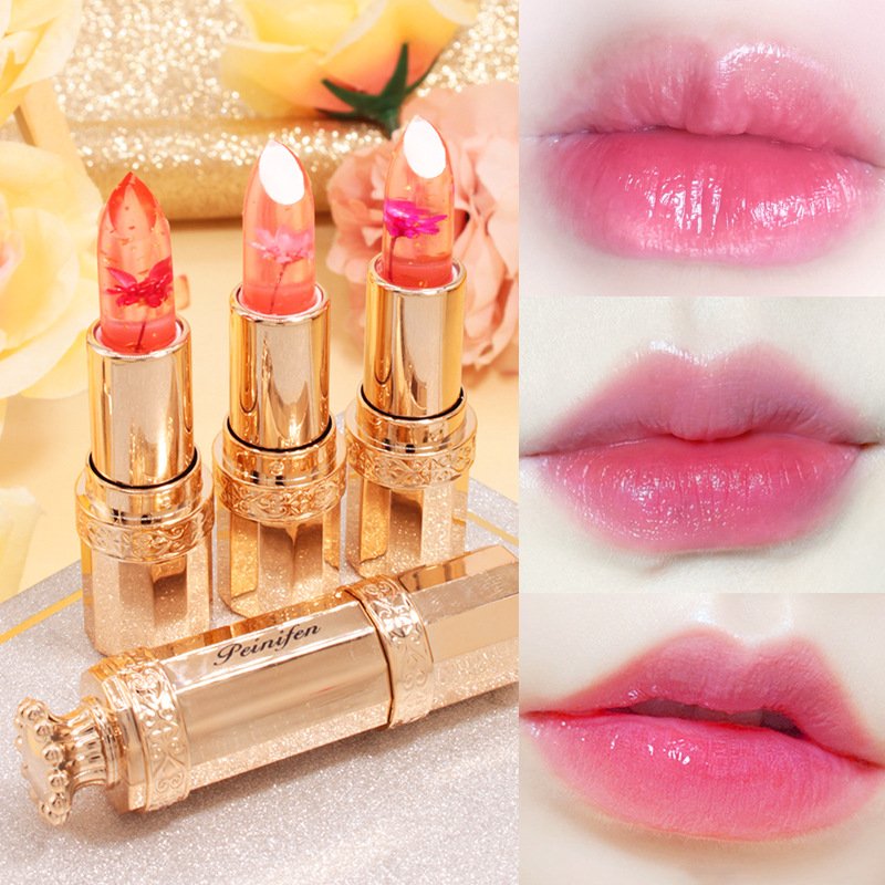 Factory Direct Sales Waterproof Clear Color Changing Flower Lipstick Organic Moisturizing Lip Gloss Long Lasting Nutritious Lips