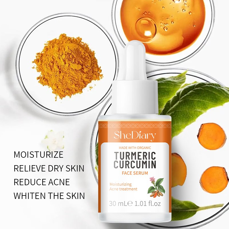 Customized SheDiary Lemon Oil Turmeric Serum Peptides Lightening Whitening Acne Pimple Removal Dark Spot Corrector Skin Care