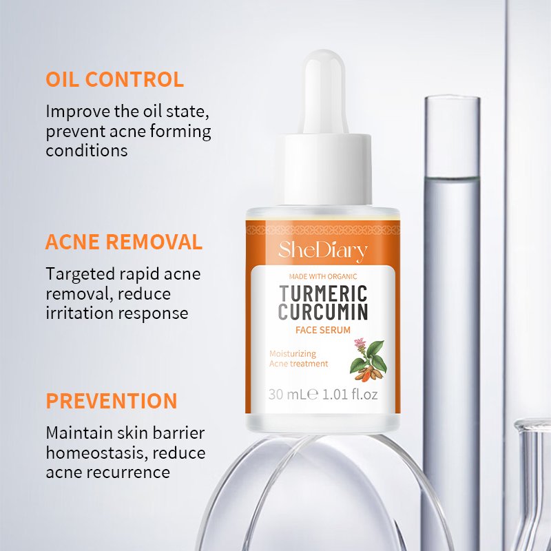 Customized SheDiary Lemon Oil Turmeric Serum Peptides Lightening Whitening Acne Pimple Removal Dark Spot Corrector Skin Care