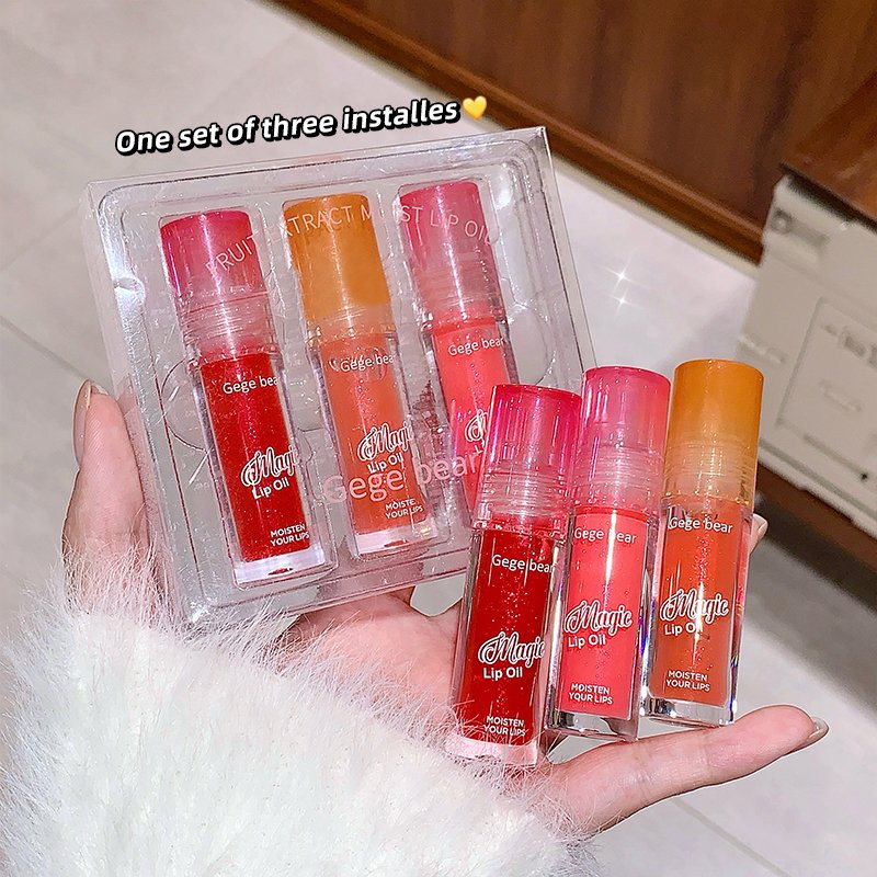 Gegebear Wholesale Lip Gloss Set Boxes Clear And Tender Moisturizing Water Gloss Mirror Glaze Overlay Shiny Lip Oil Set