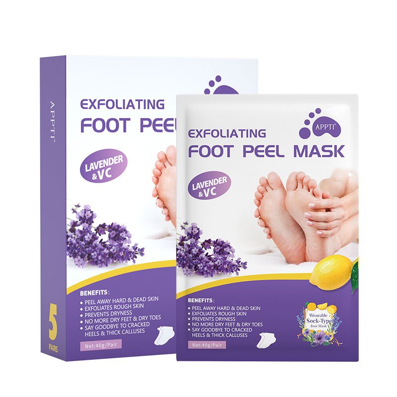 Wholesale OEM APPTI Lavender Exfoliating Foot Peel Mask Removal Calluses Crack Heel Sock For Pedicure Feet Spa