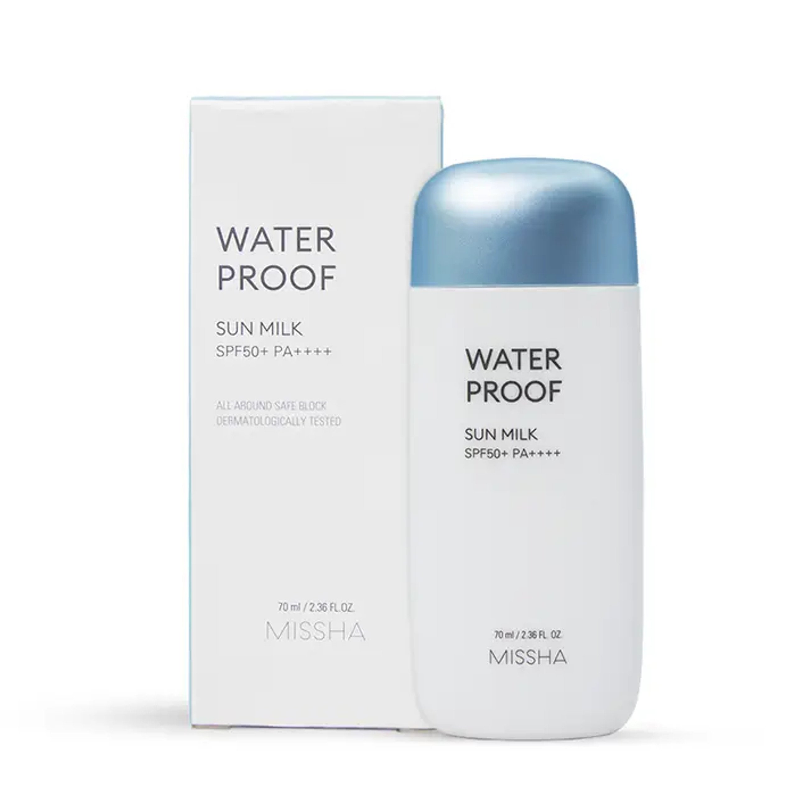 MISSHA Korean Skincare Sunscreen All Around Safe Block Waterproof Sun Milk SPF50+/PA++++ - 70ml