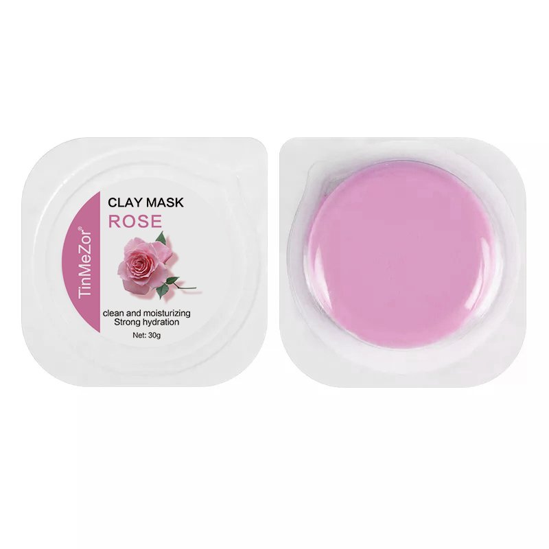 OEM Custom Organic Clay Mask With Mini Brush Deep Cleaning Pore Tightening Whitening Green Tea Rose Pink Facial Clay Packs Mask