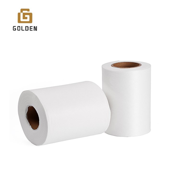 Golden Custom print lot stock white bamboo viscose Spunlace nonwoven Non woven Fabric roll
