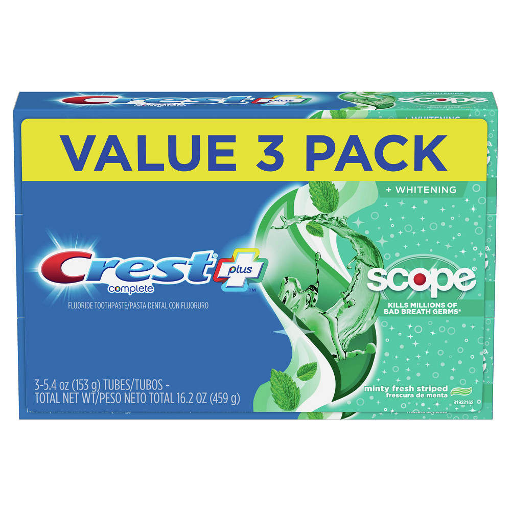 Crests + Scope Complete Whitening Toothpaste, Minty Fresh