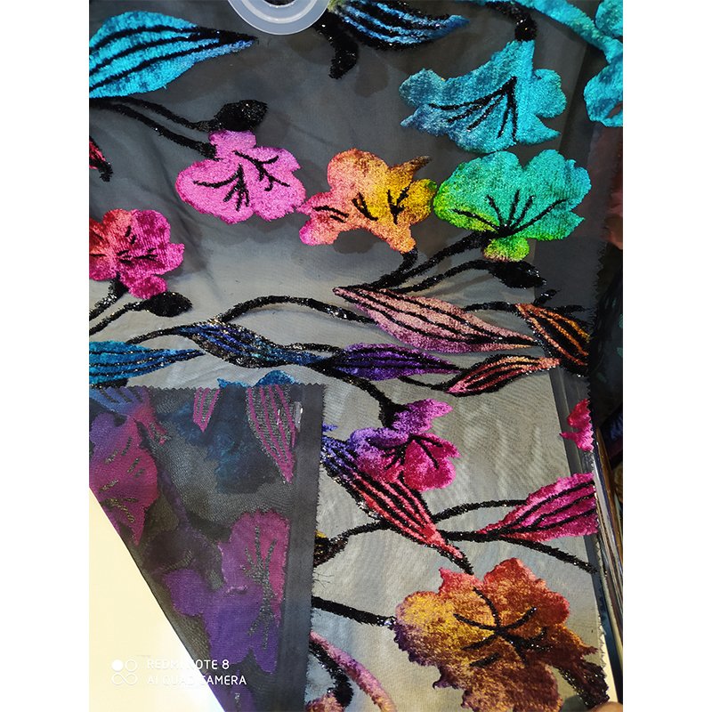 Customized Wedding Floral Pattern, Fashion Painting Style Nylon Dirac Somali Woven Metallic Jacquard Fabric for Dresses/