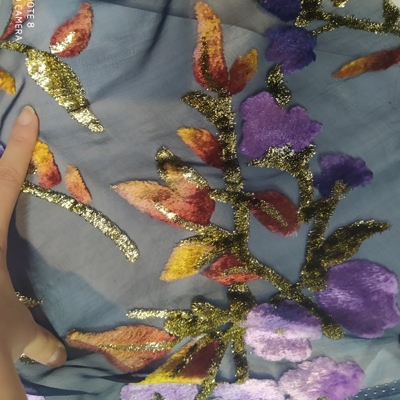 Customized Wedding Floral Pattern, Fashion Painting Style Nylon Dirac Somali Woven Metallic Jacquard Fabric for Dresses/