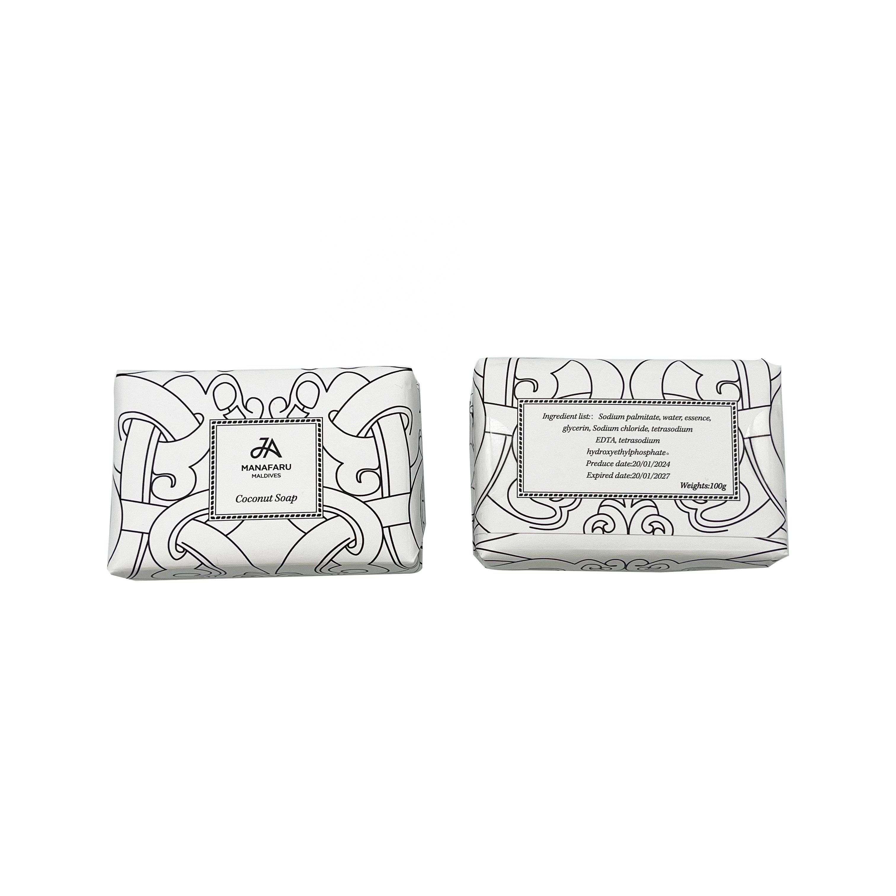 Oem/odm coconut oil whitening body facial bath soap bar 100gram