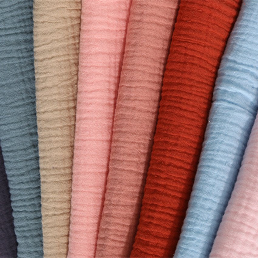 2022 In Stock Eco-friendly, 20*60 Sand Washing Cotton Double Gauze Double Crepe Thickened Fabric for Baby Drool Towel Pajama/
