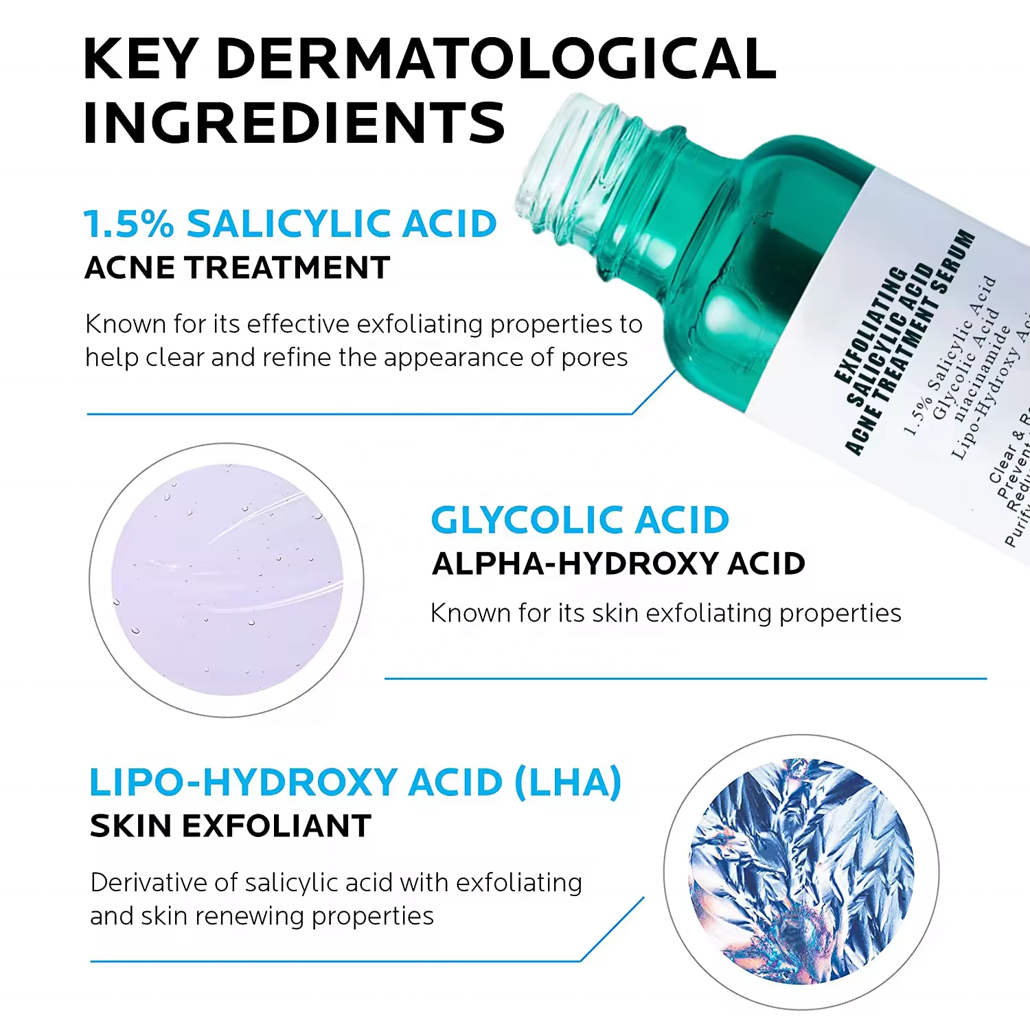 Salicylic Acid Acid Acne Serum Shrink Pores Exfoliating Remove Acne Blackheads Skin Care Face Serum