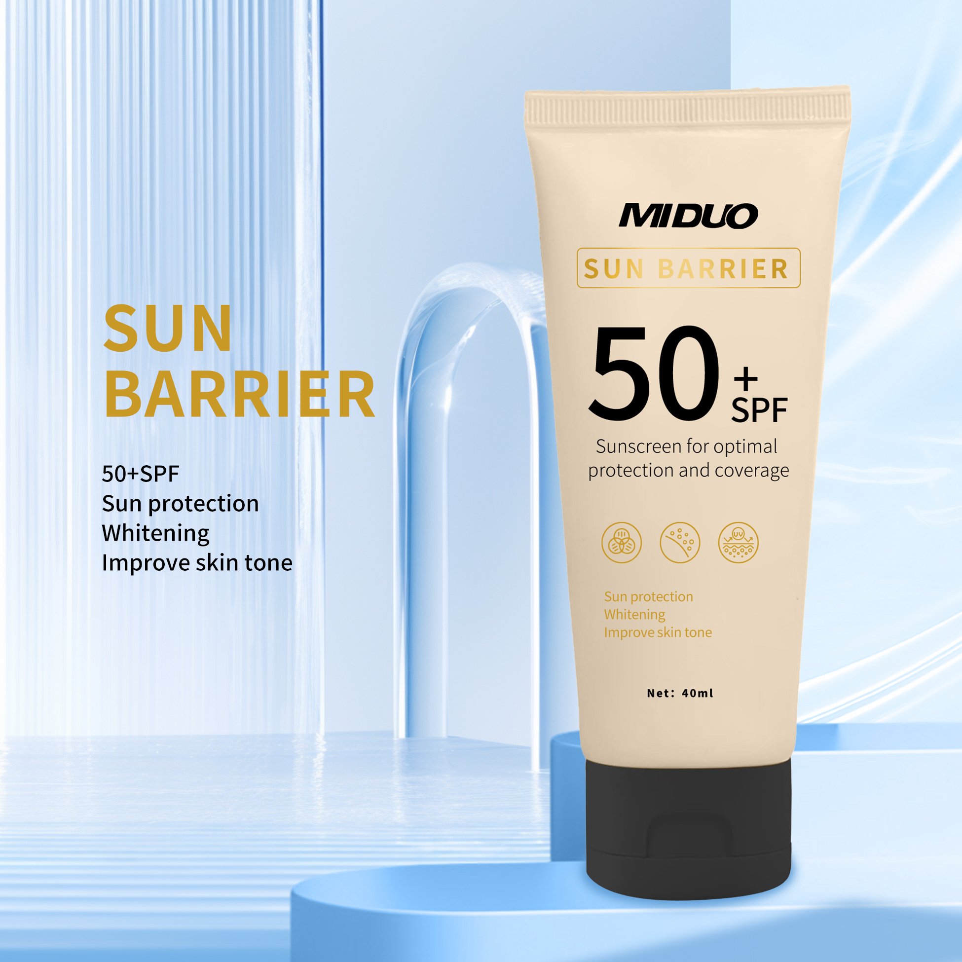 MIDUO OEM Factory 40ML Against UVA Skin Regimen Facial Daily Aging Sport Sunscreen Stick Safe SPF Sunscreen For Women Face