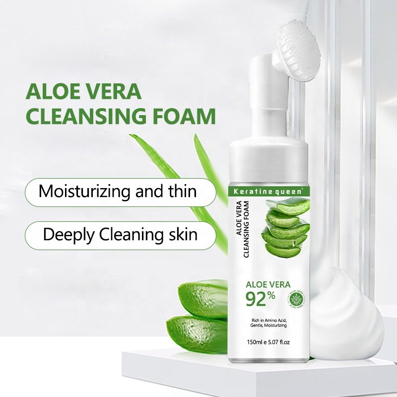 Aloe Vera 92% Cleansing Foam Amino Acid Face Wash Moisturizing Gentle and Hydrating Facial Cleanser