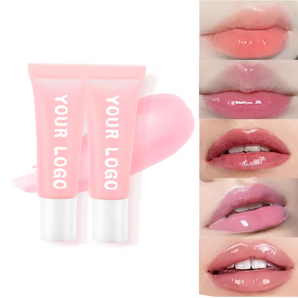 Wholesale custom vegan cosmetic plastic pink tube lip butter balm tinted natural vitamin c fruit flavor lip balm