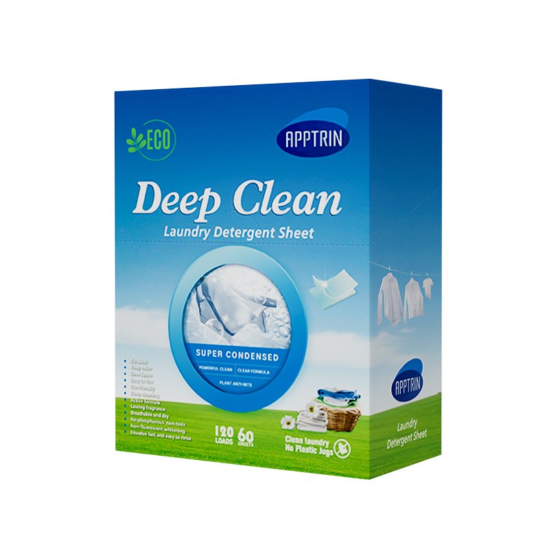 60PCS Per Box Natural Organic Paper Laundry Tablet Eco-Friendly Phosphor Free Fragrance Deep Cleaning Laundry Detergent Sheets
