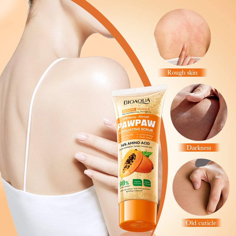 Private Label Beauty Products BIOAQUA Papaya Vitamin C Whitening Body Exfoliating Scrub Skin Brightening Smooth Organic