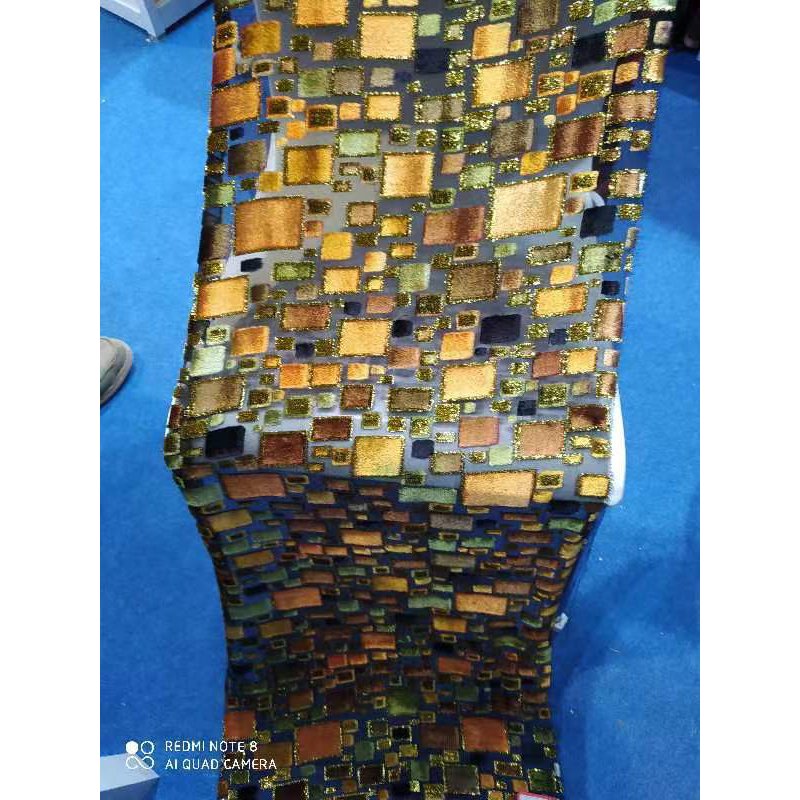 Wedding Dress 135cm, Full Width Match Colorful Printing Design Garbasa Sets Velvet Silk Somali Fabric Metallic/