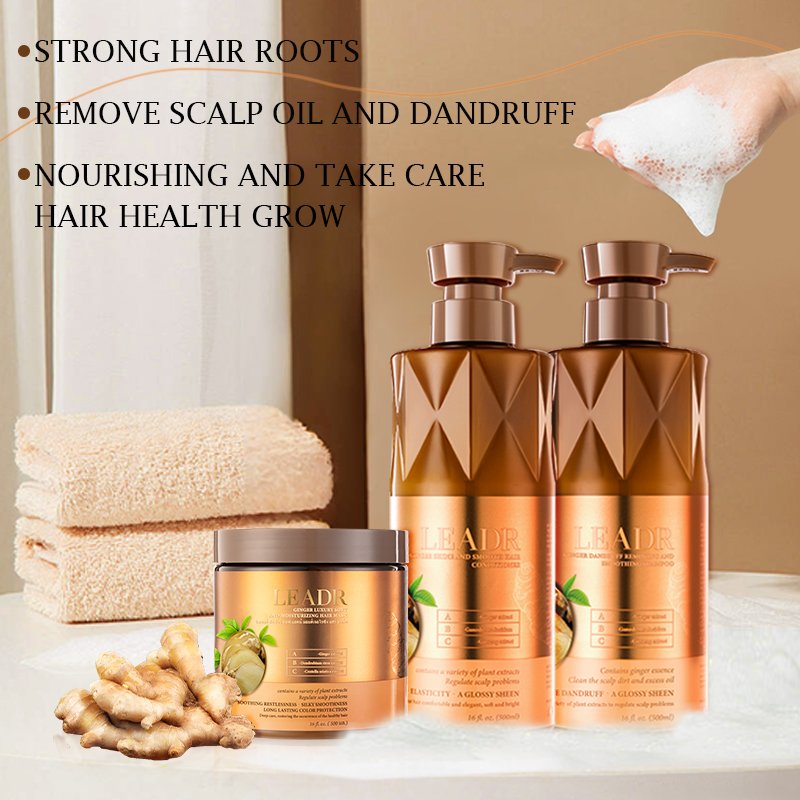 Wholesale Chemical Free Organic Herbal Collagen Keratin Ginger Hair Mask Shampoo And Conditioner Set