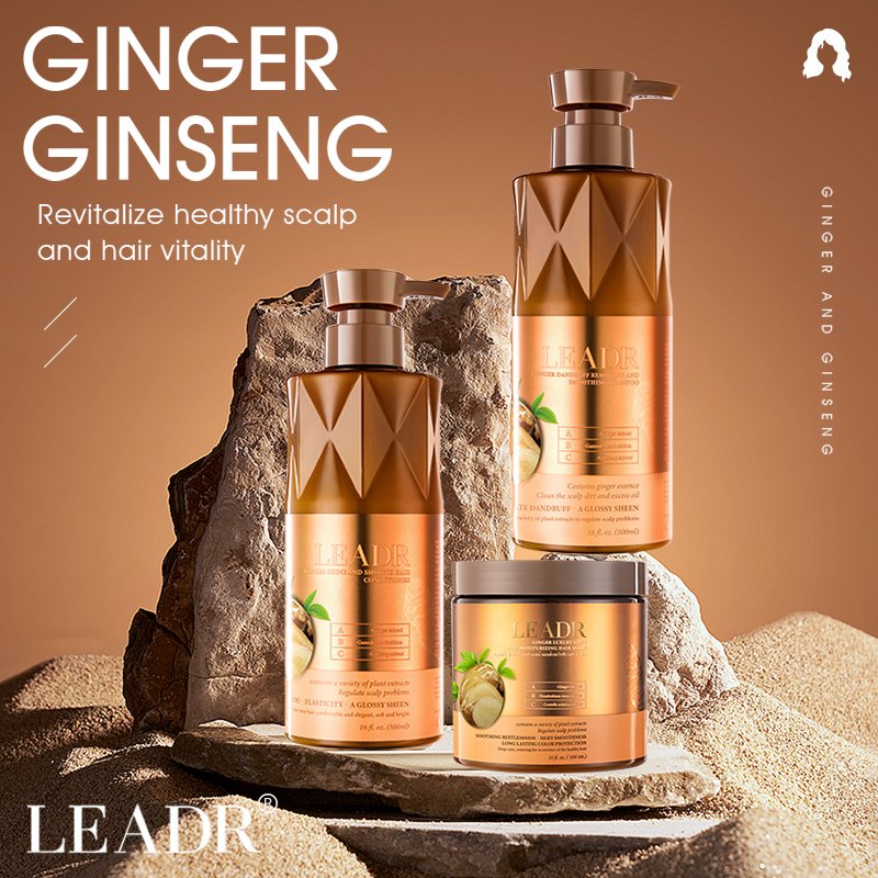 Wholesale Chemical Free Organic Herbal Collagen Keratin Ginger Hair Mask Shampoo And Conditioner Set
