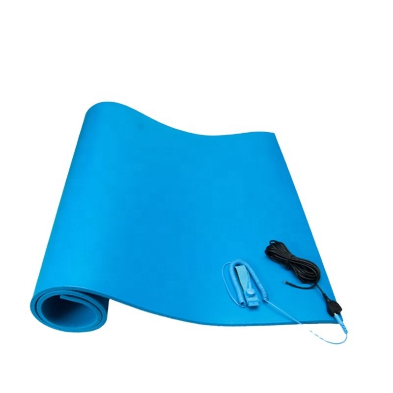 Leenol Green Blue Wear Anti Static Rubber Sheet ESD Tablemat Roll For Workbench