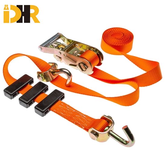 Wholesale Custom Logo Car Wheel Ratchet Tie Down Strap with Rubber Block and Swivel J Hook Cargo Lashing Strap
