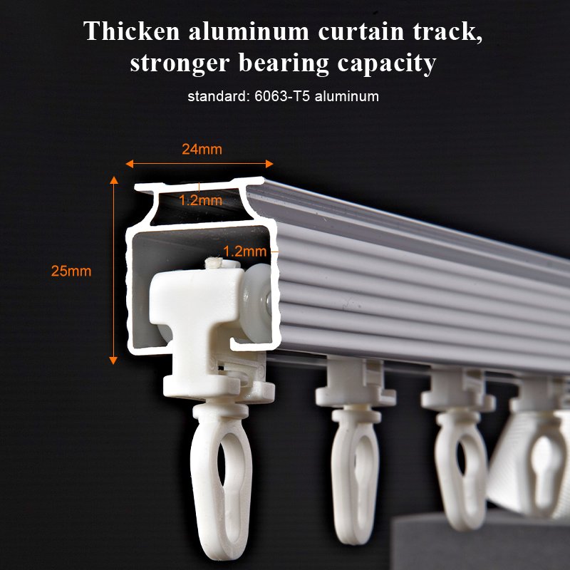 Brand New Product Home Mounted Ripple Fold Curtain Custom Aluminum Single Modern Ceiling Mounted Aluminum Double Curtain Track