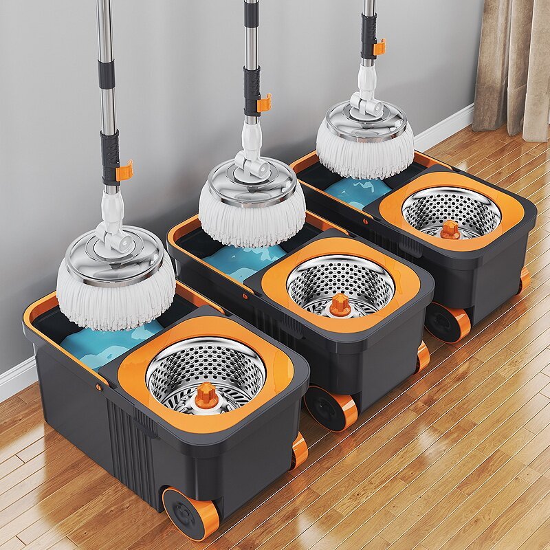 Hot selling factory easy to clean ultra-fine fiber mop 360 degree rotating floor cleaning rotating magic mop with plastic bucket