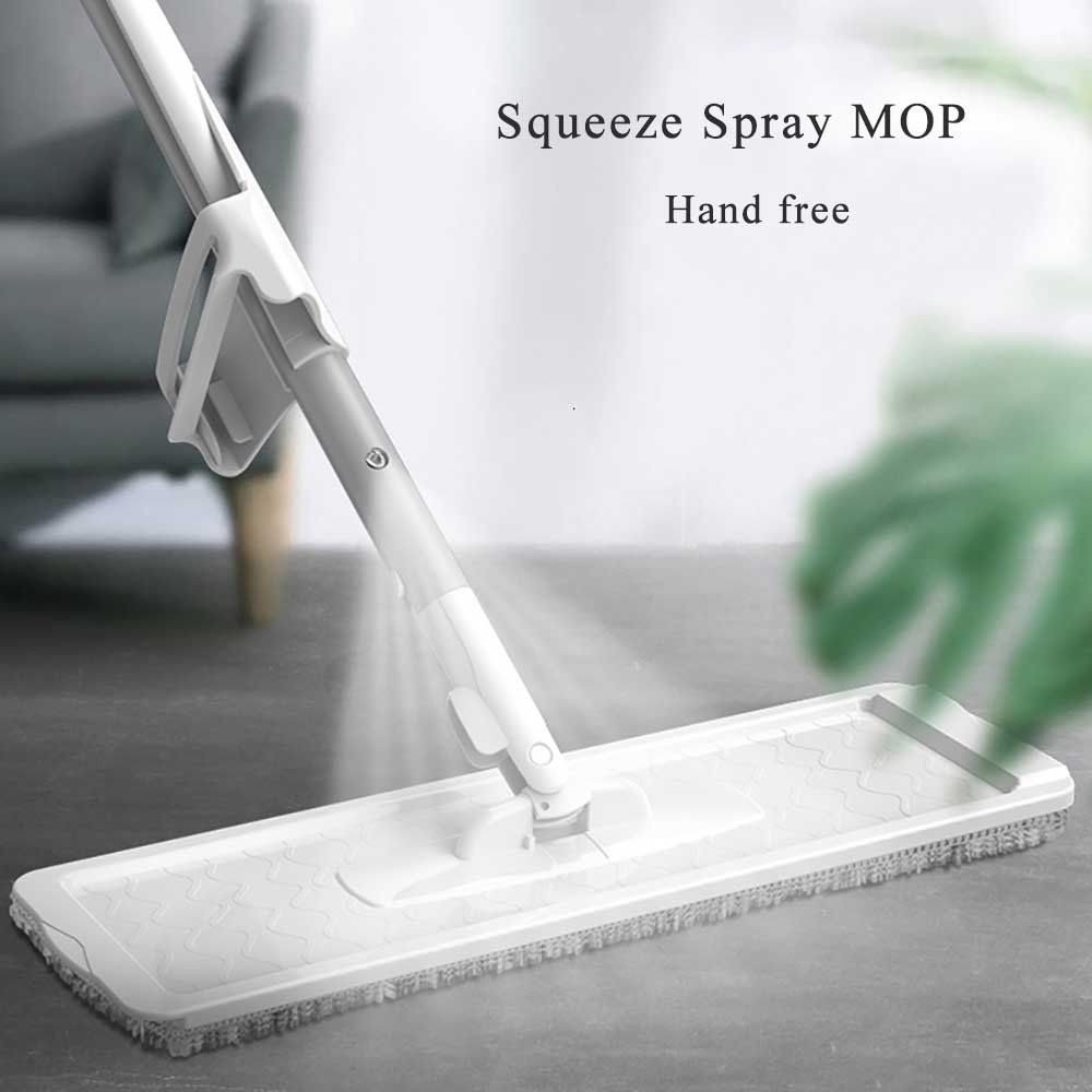 Wholesale White Spray Mop Set Stainless Steel Handle with Flat Squeeze Microfiber Mop for Household Floor Cleaning