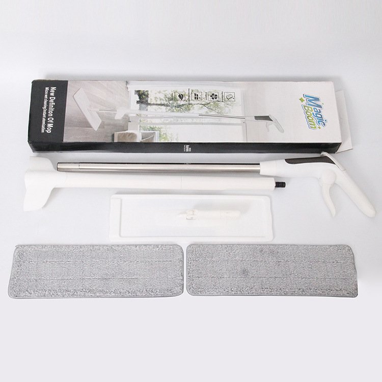 Wholesale White Spray Mop Set Stainless Steel Handle with Flat Squeeze Microfiber Mop for Household Floor Cleaning
