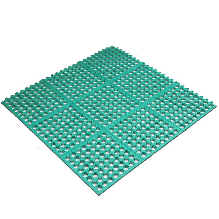 Anti-Fatigue Properties Interlocking rubber floor mat for restaurant and kitchen with drainage Holes