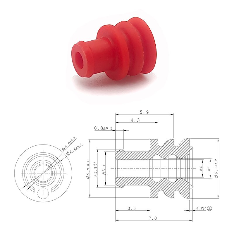 Automotive Connector Silicone Rubber Wire Seal For Cavity Plug Silicone Rubber Wire Seal 281934-3