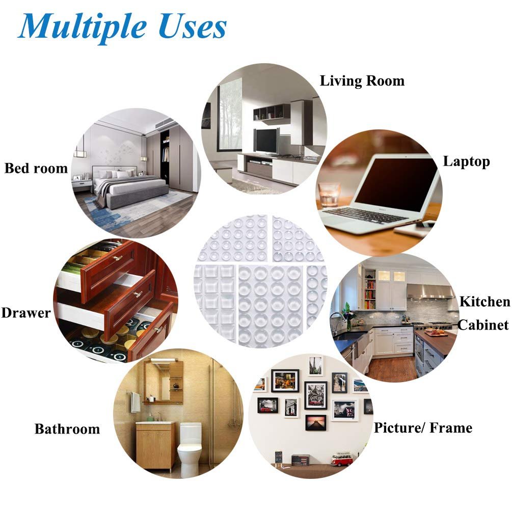 Reusable Self Adhesive Rubber Bumper Pads Shock Absorption Silicone Bumper Pads for Cabinet Doors