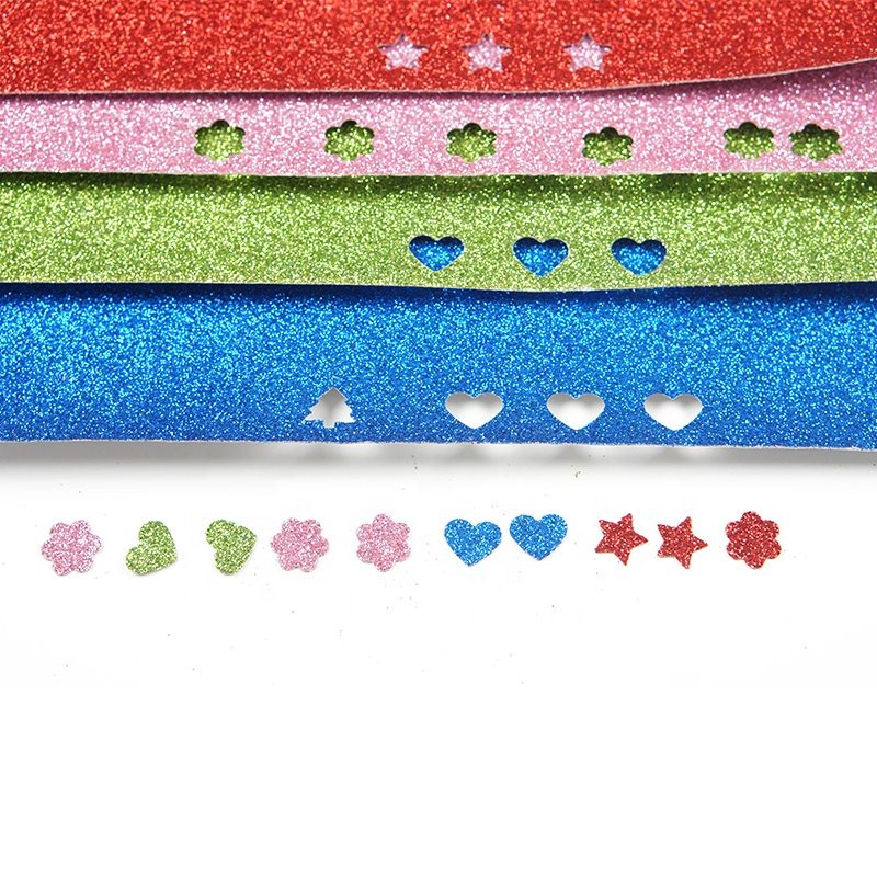 Non-toxic A4 40*60cm 50*70cm shining rubber glitter EVA foam sheet Goma EVA foam roll EVA paper